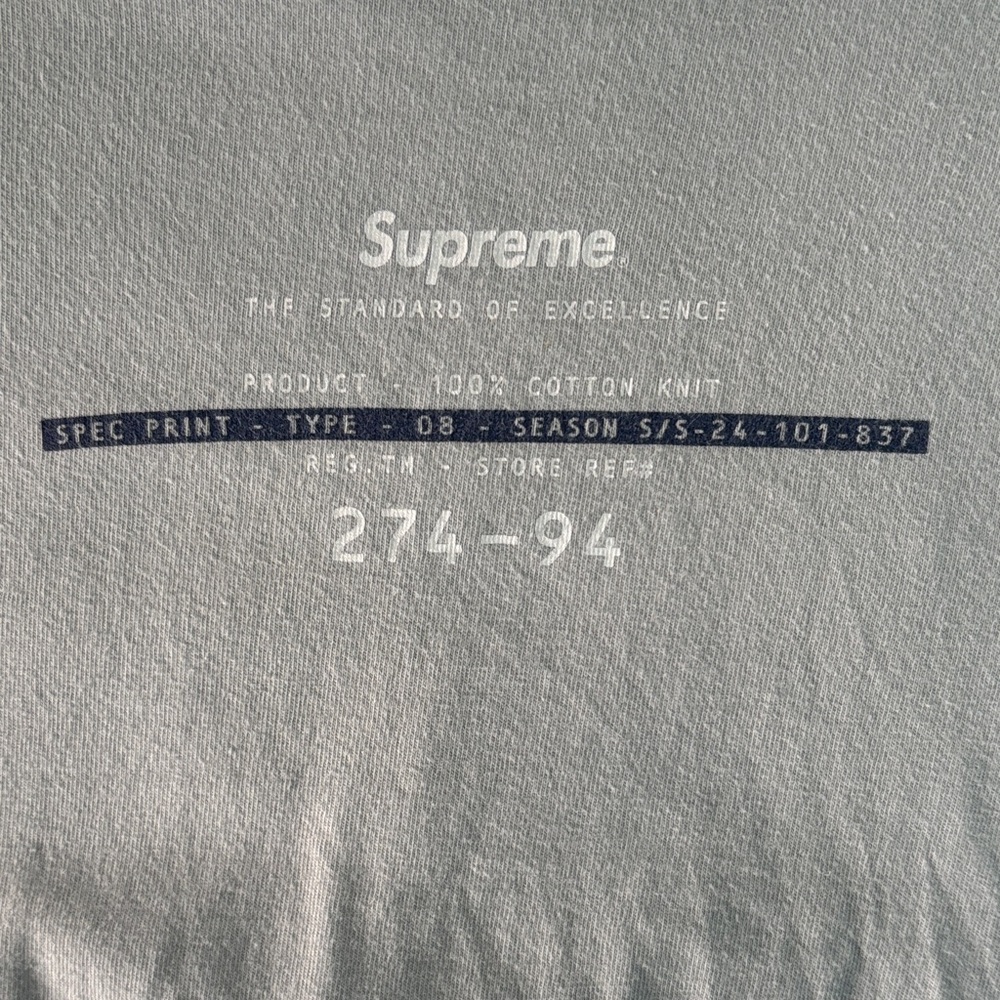 Supreme Gray Tee with Navy and White Print